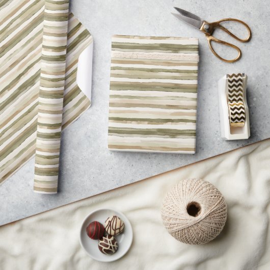 Cream Stripes Verjaardag Cadeaupapier (Crafts)