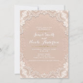 Cream Suede Leather  Lace Western Wedding Kaart (Voorkant)