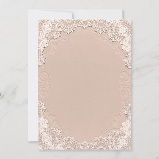 Cream Suede Leather  Lace Western Wedding Kaart (Achterkant)