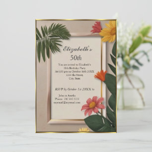 Cream Summertime 50ste Verjaardagsfeest Kaart