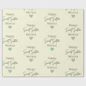 Cream Sweet 16 gepersonaliseerde verjaardag Cadeaupapier (Vlak)