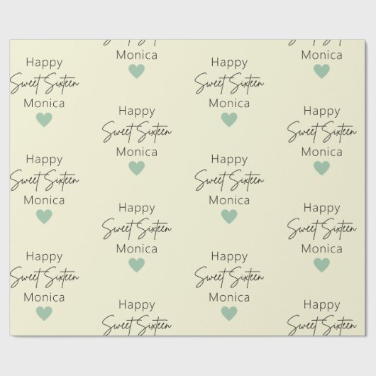 Cream Sweet 16 gepersonaliseerde verjaardag Cadeaupapier (Vlak)