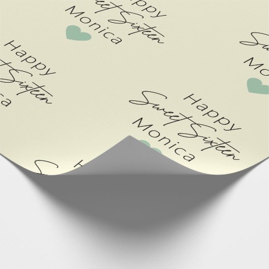 Cream Sweet 16 gepersonaliseerde verjaardag Cadeaupapier (Hoek)