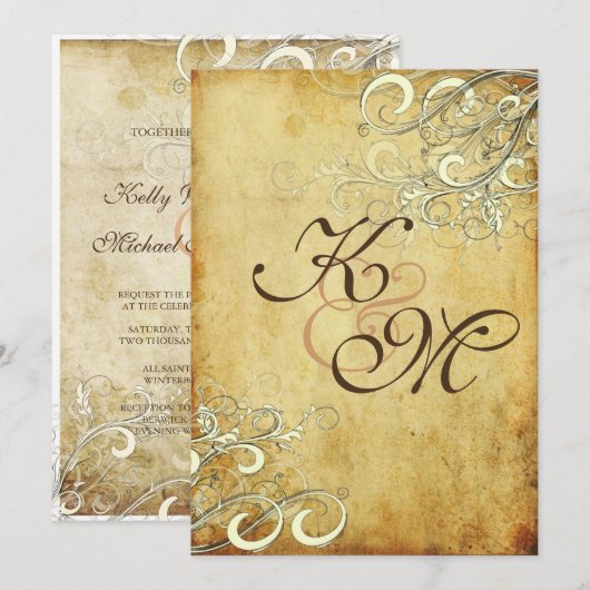 CREAM SWIRLS/LUXE CHAMPAGNE SHIMMER PAPIER KAART (Voorkant / Achterkant)