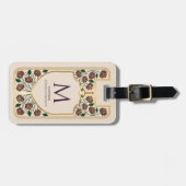 Cream Sword Shield Middeleeuwse Fantasy Monogram Bagagelabel (Voorkant horizontaal)