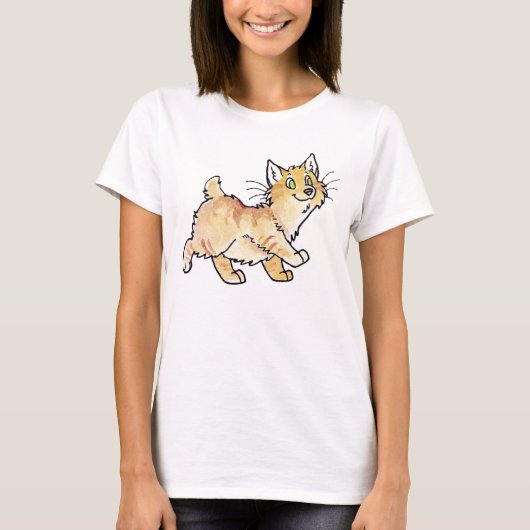 Cream Tabby Manx Kat T-shirt (Voorkant)