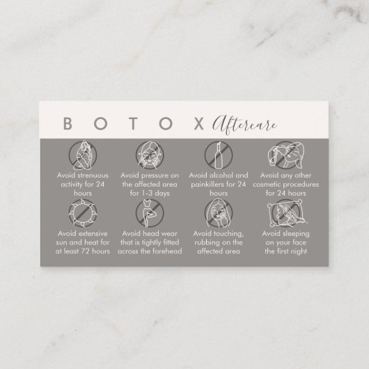 Cream Tan Botox Aftercare Instructions Visitekaartje (Achterkant)