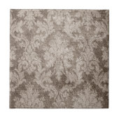 Cream, Tan Damask Tegeltje (Voorkant)