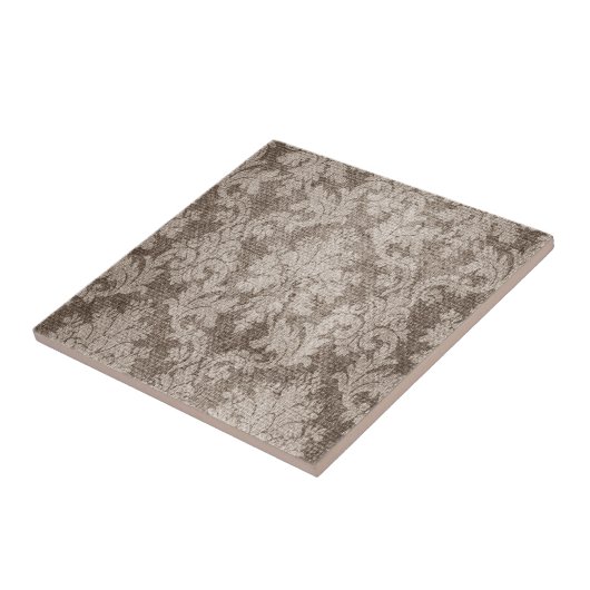 Cream, Tan Damask Tegeltje (Zijkant)