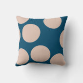 Cream Tan Polka Dots on Ocean Blue Kussen (Achterkant)