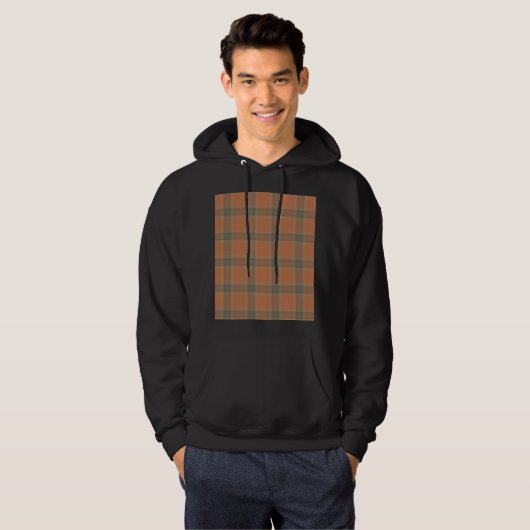 Cream Tartan Mannen Basic Hooded Sweatshirt (Voorkant volledig)