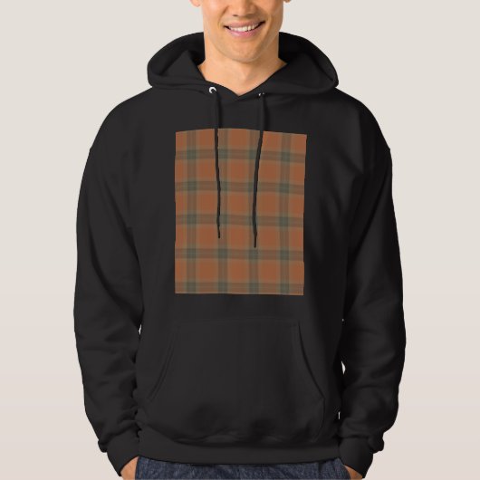 Cream Tartan Mannen Basic Hooded Sweatshirt (Voorkant)