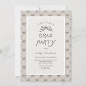 Cream Taupe Coquette Bow Grad Party Kaart (Voorkant)