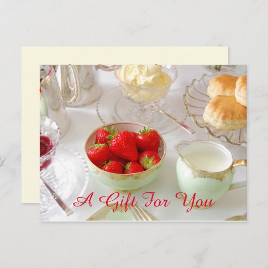Cream Tea Cadeaubon Briefkaart (Voorkant / Achterkant)