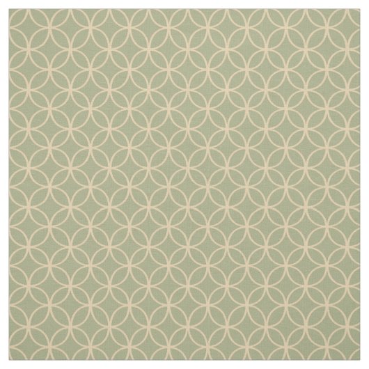 Cream Tea Circles on Sage Green Stof (Swatch)