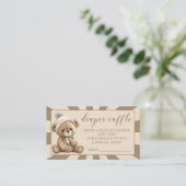 Cream teddy-baby showers met een luidop informatiekaartje (Staand voorkant)