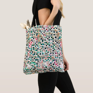 Cream-tegels in getextureerde ruwe stijl, mozaïekv tote bag