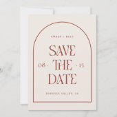 Cream & Terracotta Boog Retro Minimaal Modern Lett Save The Date (Voorkant)
