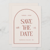 Cream & Terracotta Boog Retro Minimaal Modern Lett Save The Date (Voorkant / Achterkant)