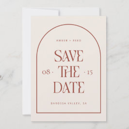 Cream & Terracotta Boog Retro Minimaal Modern Lett Save The Date