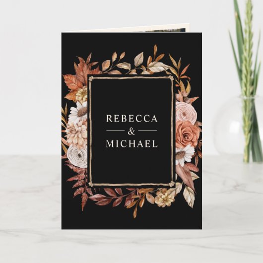 Cream Terracotta Floral QR Code Black Wedding (Voorkant)