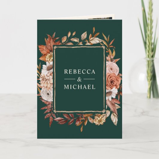 Cream Terracotta Floral QR Code Emerald Wedding (Voorkant)