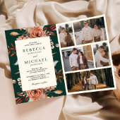 Cream Terracotta Floral QR Code Emerald Wedding