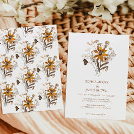 Cream Terracotta Wildflower Boho Bruiloft Kaart