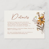 Cream & Terracotta Wildflower Boho Wedding Details Informatiekaartje (Voorkant)