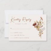 Cream & Terracotta Wildflower Boho Wedding RSVP Kaartje (Voorkant)