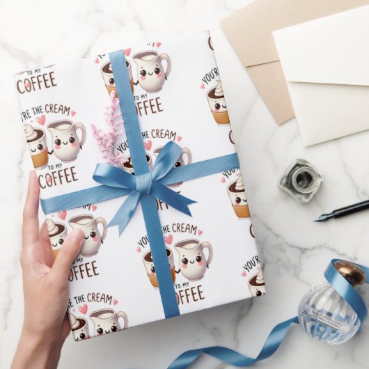Cream to My Coffee Love Gift Wrapping Paper Cadeaupapier (Geschenken)