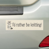 Cream Tone "Ik wil liever breien" Kat Lovers Bumpersticker (Op auto)