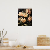 Cream Tulip Flowers Art Print Poster (Keuken)