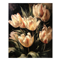 Cream Tulip Flowers Art Print Poster