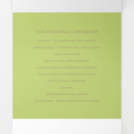 Cream tulips hartverhaal toewijding bruiloft drieluik programma (Binnenkant midden)