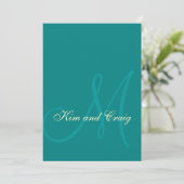 Cream Turquoise Modern Wedding Invitations Kaart (Staand voorkant)