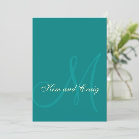 Cream Turquoise Modern Wedding Invitations Kaart (Staand voorkant)