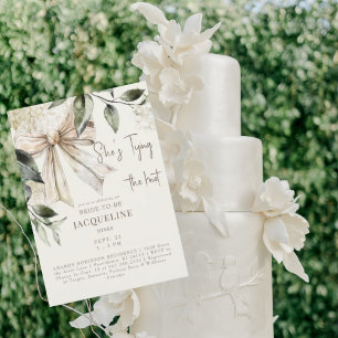 Cream Tying The Knot Bow Wedding Shower Kaart