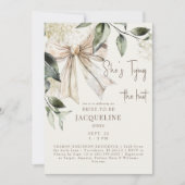 Cream Tying The Knot Bow Wedding Shower Kaart (Voorkant)