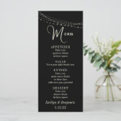 Cream Typografie 32, Zwarte Licht Strings Menu (Staand voorkant)