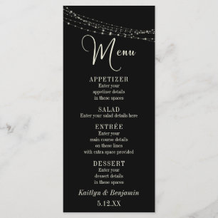 Cream Typografie 32, Zwarte Licht Strings Menu