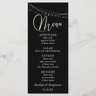 Cream Typografie 32, Zwarte Licht Strings Menu 2