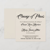 Cream uitgesteld bruiloft verandering van plannen  kaart (Voorkant / Achterkant)