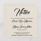 Cream uitgesteld huwelijksaankondiging kaart (Voorkant / Achterkant)