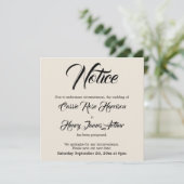 Cream uitgesteld huwelijksaankondiging kaart (Staand voorkant)