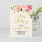 Cream Verjaardag 60e Verjaardag Kaart (Staand voorkant)