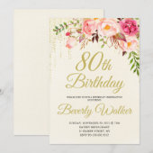 Cream Verjaardag 80e Verjaardag Kaart (Voorkant / Achterkant)