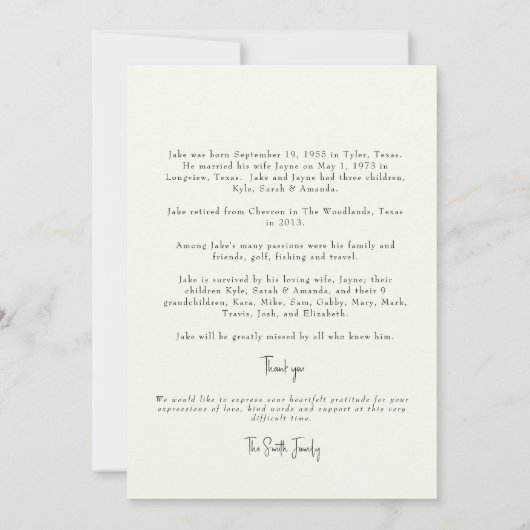 Cream Viering van het Leven Foto Kaart (Achterkant)