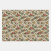 Cream Vintage Botanical Christmas Citrus Pattern Inpakpapier Vel (Voorkant 2)