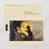 Cream Vintage Cat Warning Owl Spooky Halloween Briefkaart (Voorkant / Achterkant)